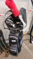 Set of John Letters, T5, right handed golf clubs, S.W.-3 and woods, including bag