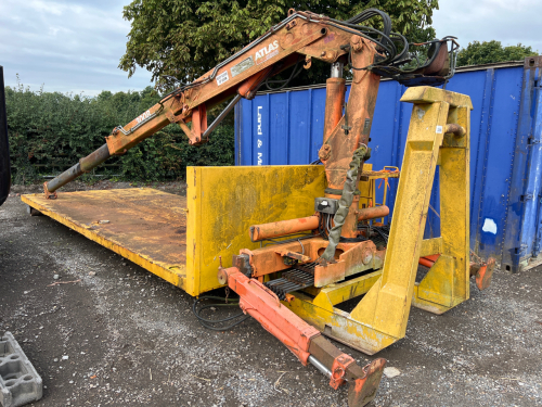 Hook lift flat body with Atlas 3008 crane