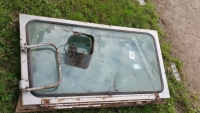 Box of MF tractor parts, tractor windows etc