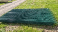 Pallet of 15 x CLD Eclipse green 1.8m V-mesh security panels, used 15 months for temporary compound