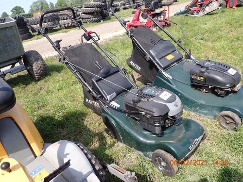 Hayter Harrier 41 electric start roller drive mower with grass bag