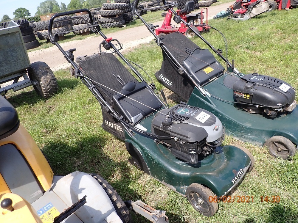 Hayter Harrier 41 electric start roller drive mower with grass bag York Machinery Sale Building materials small plant lawnmowers garden equipment etc. June timed online auction York Auction Centre