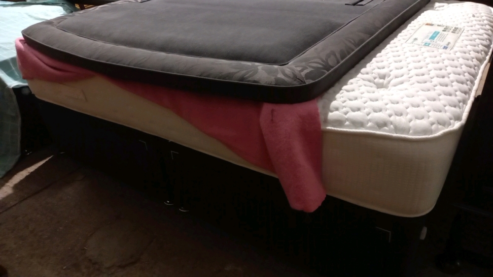 Double divan bed base with drawers, headboard, and Sleep Right Lorenzo ...