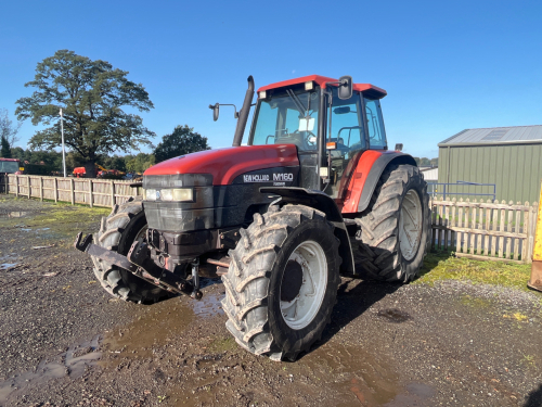 Fiat/New Holland M160 tractor, injectors and work done 5 years ago by P Kitchen Ag, serviced annually by Websters, new synchros fitted by Websters 5 years ago, front tyres 100\% rear 80\%