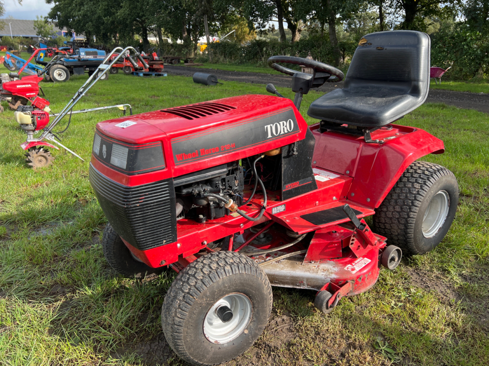 Wheelhorse 212H hydrostatic drive ride on mower key in office York Machinery Sale Building materials small plant lawn mowers garden etc. October timed online auction York Auction Centre