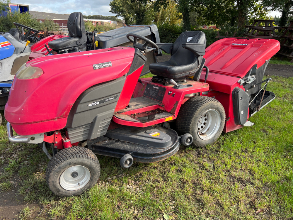 Westwood V20 50D diesel ride on mower with collector all working York Machinery Sale Building materials small plant lawn mowers garden etc. October timed online auction York Auction Centre