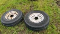 2x 7.50x16 IH tractor wheels and tyres, inflated