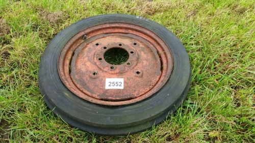 Fordson Dexta front wheel and tyre 4/19