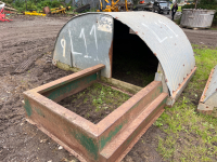 Galvanised pig hut with fender