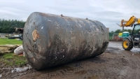 30T molasses tank, resin lined, on 18ft high RSJ stand