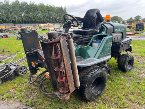 Hayter LT325 diesel ride on 3-gang lawnmower, 2.14m cutting width, 34HP Kubota engine, hole in fuel tank. YX05 JCJ, not currently road registered
