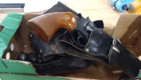 Full size replica Colt 45 gun with leather holster and replica ammo - 2