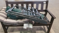 Garden bench, reclining chair with cushion, 2 folding chairs and umbrella