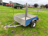 5x4 car trailer, full galvanised frame and chassis. New tyres, ladder rack front and back, tongue and groove boards on the sides covered with tin sheets. Buffalo board floor with aluminium chequer plate - 2