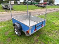 5x4 car trailer, full galvanised frame and chassis. New tyres, ladder rack front and back, tongue and groove boards on the sides covered with tin sheets. Buffalo board floor with aluminium chequer plate - 3