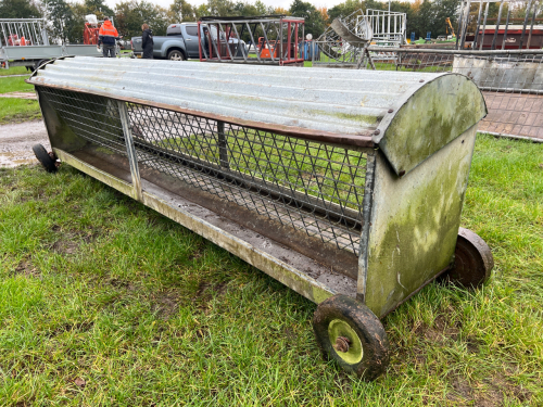 Galvanised wheeled sheep hay rack