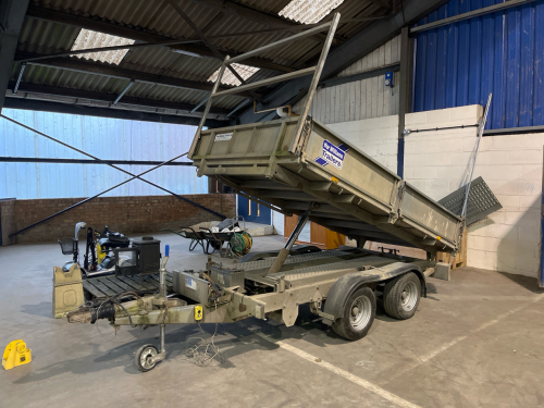 Ifor Williams TT105G, dropside tipping trailer, c/w ramps, prop stands, ladder rack, steel floor, battery electric tip, full mudguards