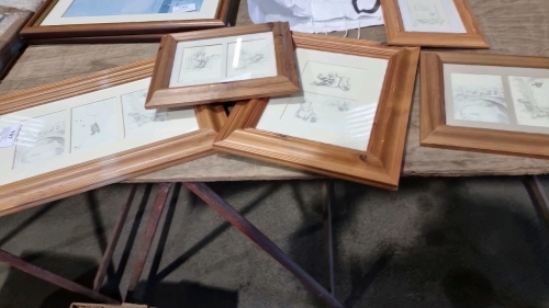 Nursery pictures 5 Winnie the Pooh etchings in matching pine frames