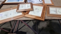 Nursery pictures 5 Winnie the Pooh etchings in matching pine frames