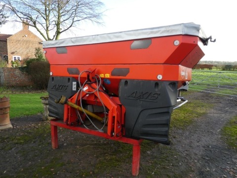 2011 Kuhn Axis 40.1W 32m fertiliser spreader c/w 2.5T hopper, weigh cells and stand