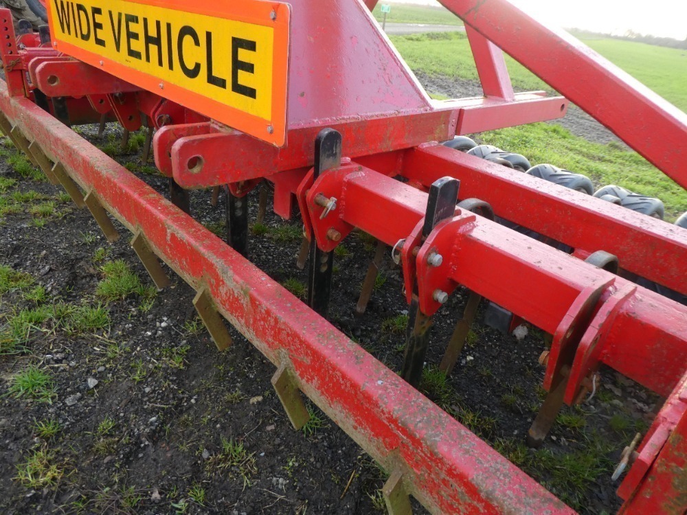 Home fabricated 4m rigid front press c/w Triple K tines and tyre packer ...