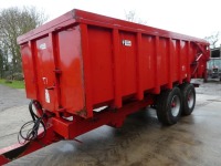 1996 Triffitt 12T tandem axle grain trailer c/w extension to 14T, hydraulic end door, super singles - 2