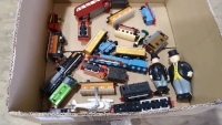 Box of Thomas The Tank Engine diecast trains