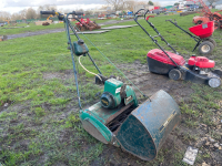 Qualcast Suffolk Punch 17' petrol cylinder mower c/w grass box, working order