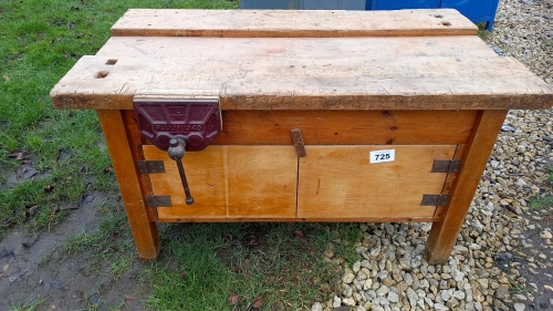 Wooden joiners bench with vice