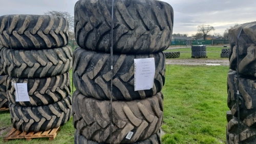 Full set of Starco AS dumper 500/60 22.5 331 9T dumper tyres, checked and tested, around 70% remaining tread