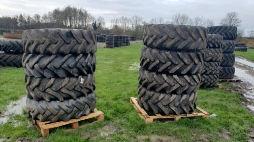 Mixed brands 15.5/80 24 Loadall tyres, checked and tested, around 70% remaining tread