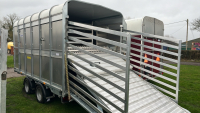 Ifor Williams DP120 12ft livestock trailer with sheep decks and 3 divider gates, hitch lock and keys. 2023, NO VAT - 2