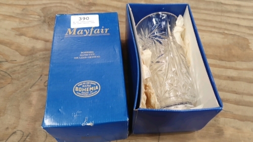 As new boxed bohemia 24% lead crystal vase