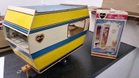 C.1970s Sindy doll caravan and Sindy wardrobe in original box