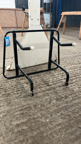 Double fold up saddle rack for transporting saddles in back of car