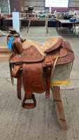 pony size western saddle, original girth and saddle cloth