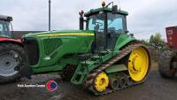 John Deere 8420T crawler tractor, 40k box, 6383 hours, to include satellite receiver (SF3000) and monitor, FX05 EZV, control box x 2 in office
