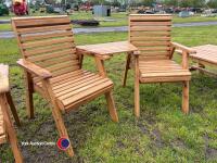 Solid oak garden chairs and garden side table