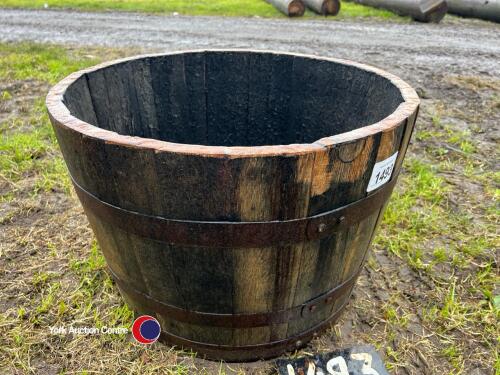 Old oak barrel planter
