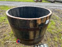 Old oak barrel planter