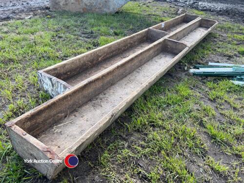 2 x wooden sheep feed troughs
