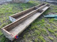 2 x wooden sheep feed troughs
