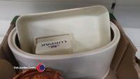 Box of kitchenware including Arthur Wood boxed tea pot, large Denby stoneware bowl and Portmeirion chicken egg bowl - 2