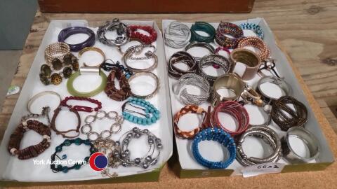2 x trays of bangles and bracelets