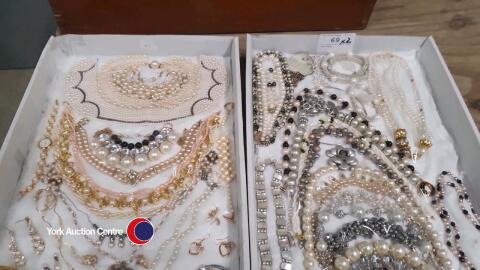2 x trays of pearl type jewellery