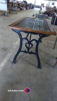 Cast iron table with lattice top and new wood surround - 2