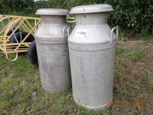 2x aluminium milk churns