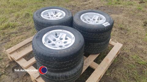 6 x flat bed trailer tyres and wheels 195/55 R10C