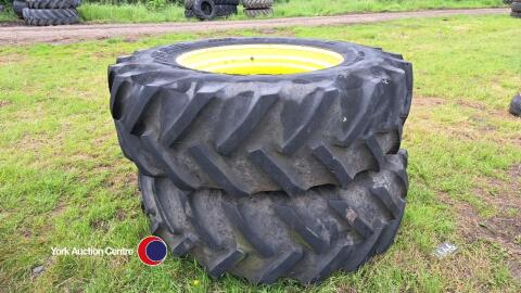 2x 20.8R38 Goodyear wheels and tyres off a JD6800