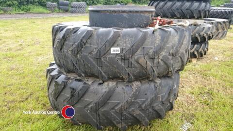 2x 18.4R38 Michelin stocks dual wheels with clamps